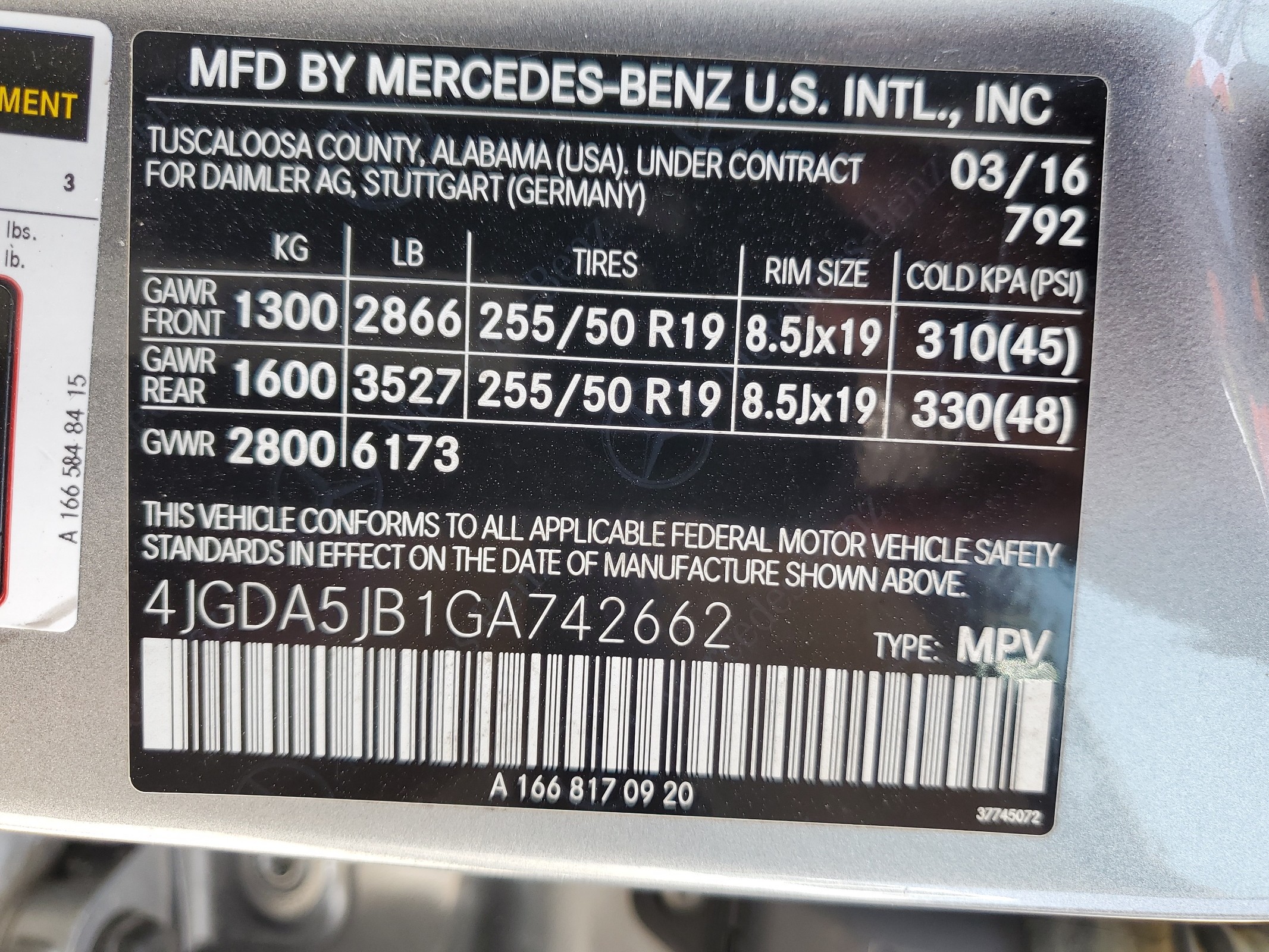 4JGDA5JB1GA742662 2016 Mercedes-Benz Gle 350