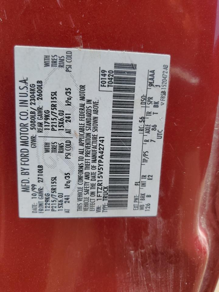 2000 Ford Ranger Super Cab VIN: 1FTZR15V5YPA42741 Lot: 62520334