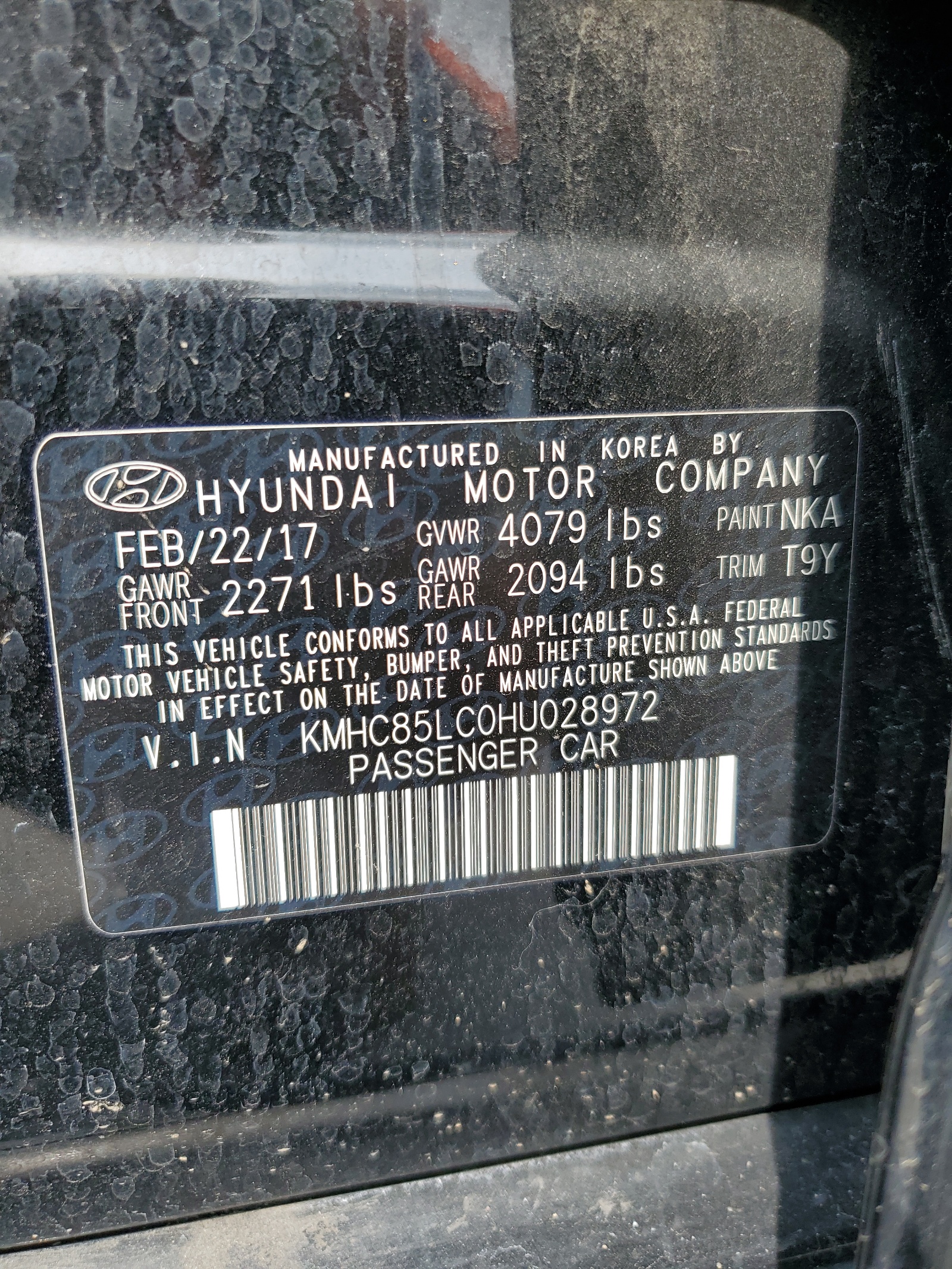 KMHC85LC0HU028972 2017 Hyundai Ioniq Limited