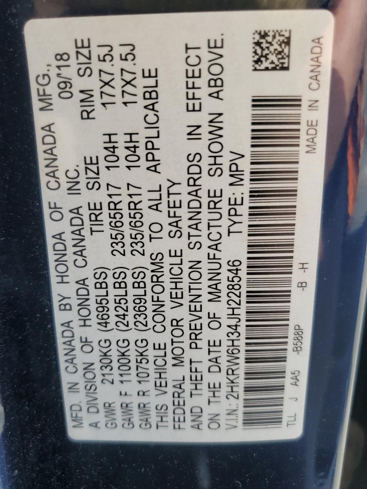 2018 Honda Cr-V Lx VIN: 2HKRW6H34JH228546 Lot: 63515194