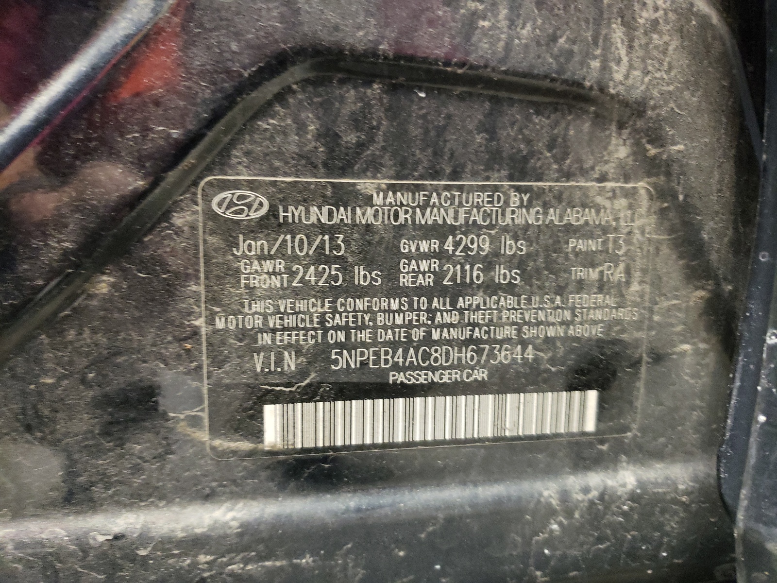 5NPEB4AC8DH673644 2013 Hyundai Sonata Gls