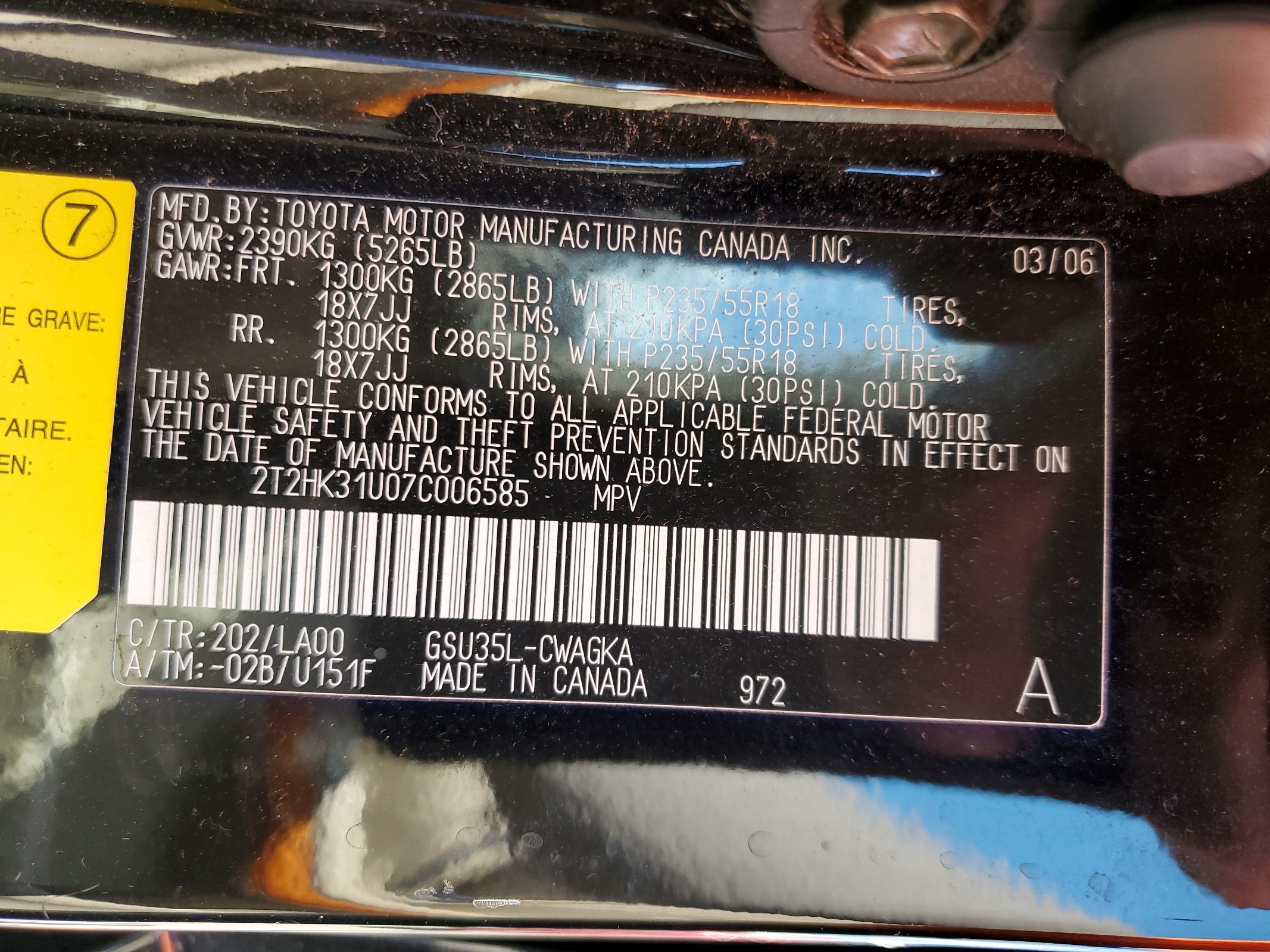 2T2HK31U07C006585 2007 Lexus Rx 350