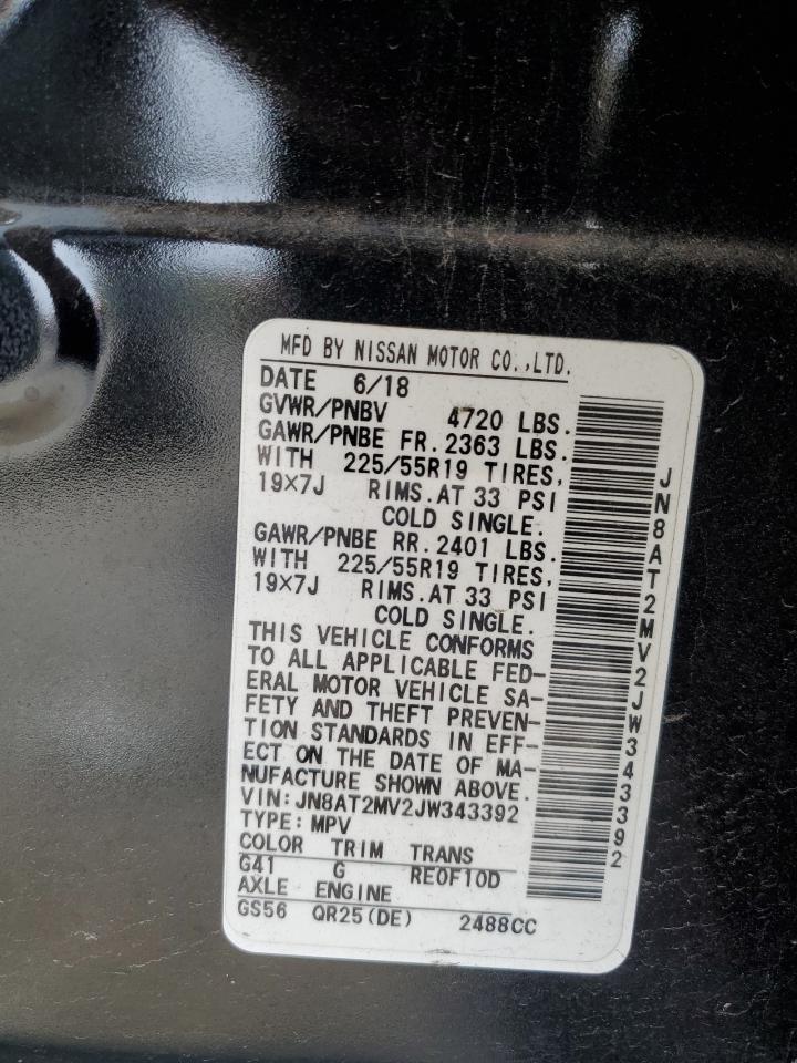 2018 Nissan Rogue S VIN: JN8AT2MV2JW343392 Lot: 64212474