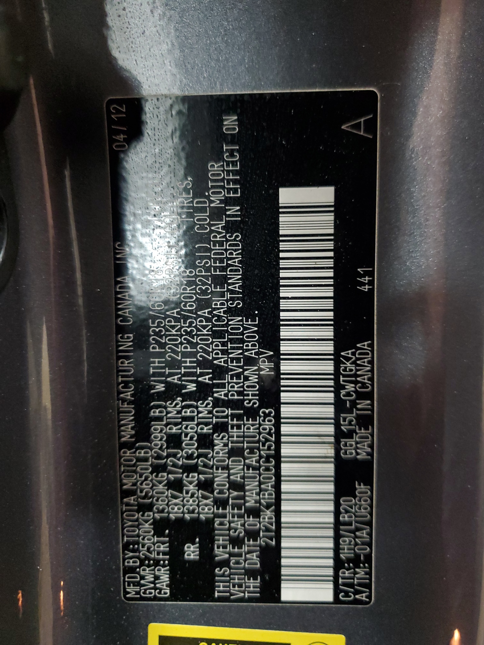 2T2BK1BA0CC152963 2012 Lexus Rx 350