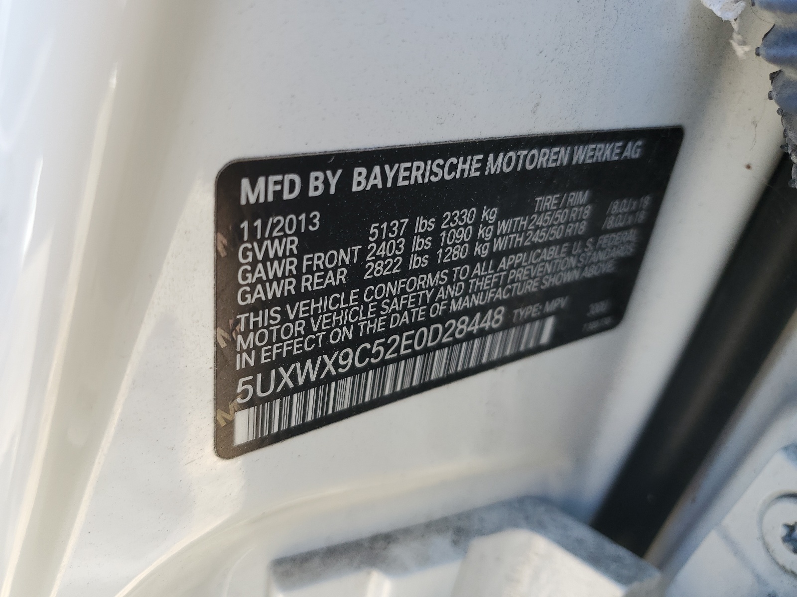 5UXWX9C52E0D28448 2014 BMW X3 xDrive28I