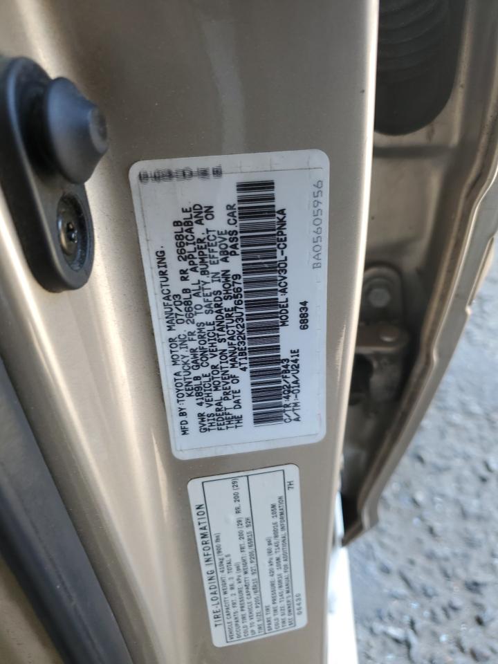 2003 Toyota Camry Le VIN: 4T1BE32K23U765679 Lot: 61942494