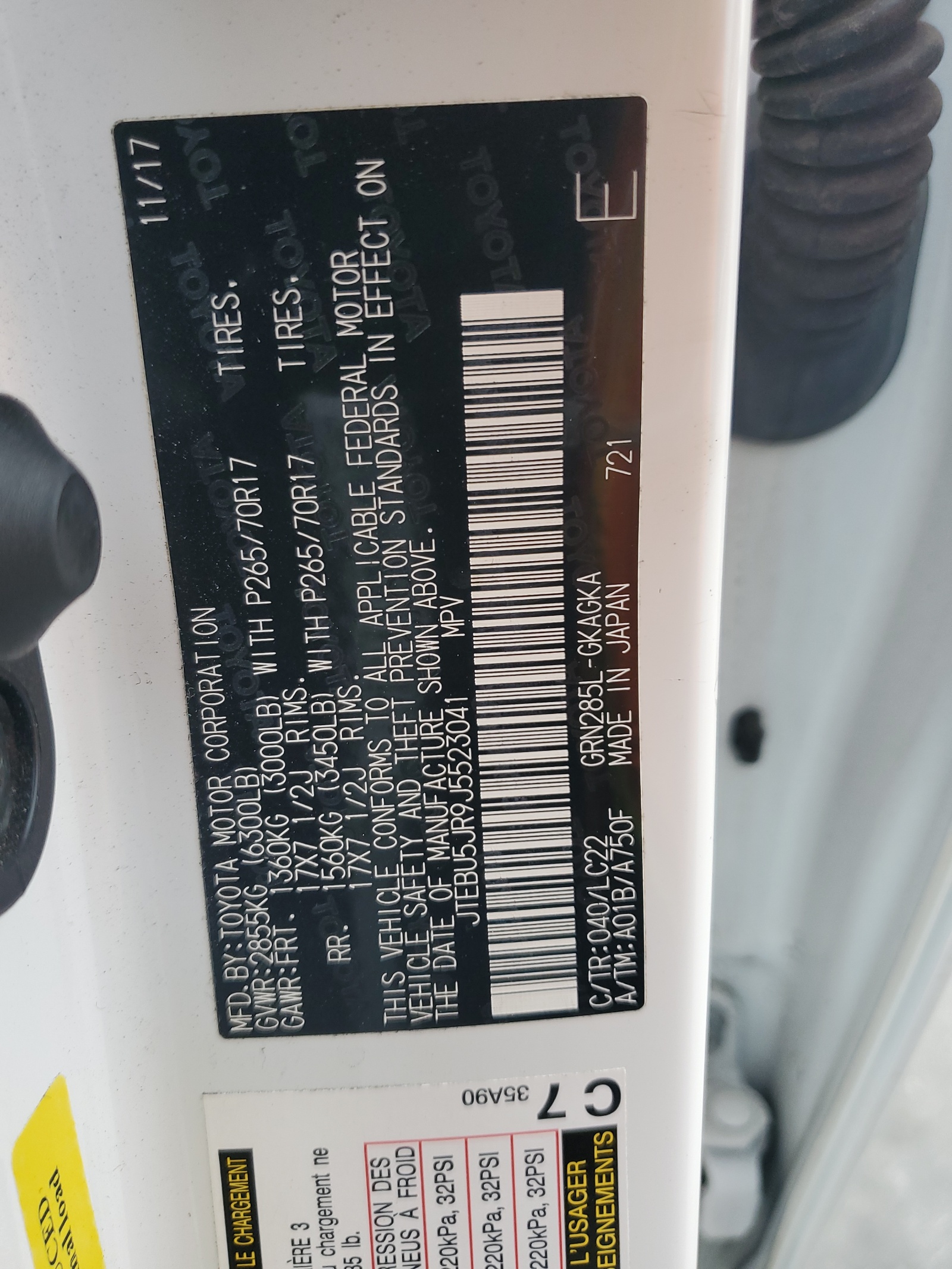 JTEBU5JR9J5523041 2018 Toyota 4Runner Sr5/Sr5 Premium