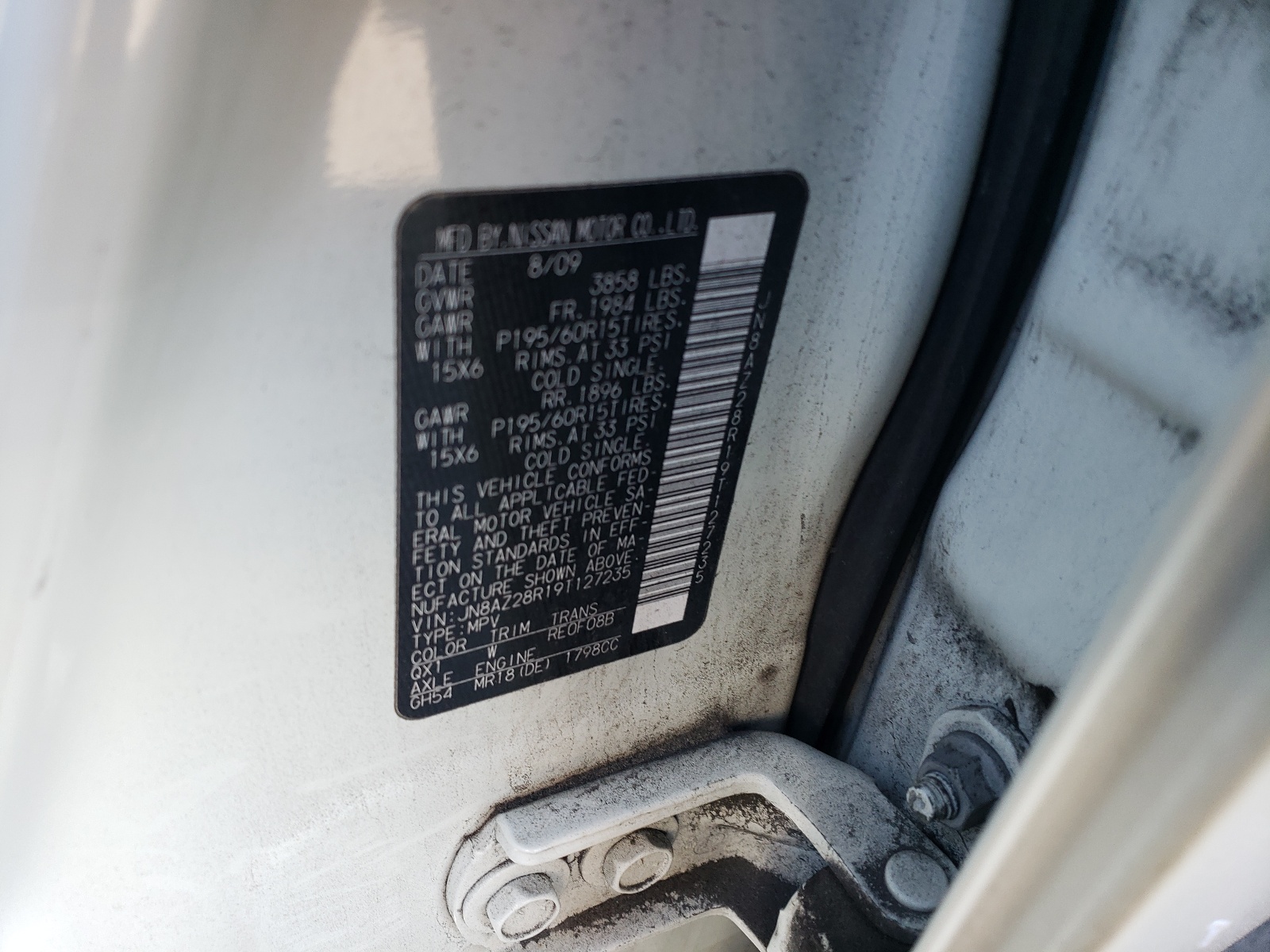 JN8AZ28R19T127235 2009 Nissan Cube Base