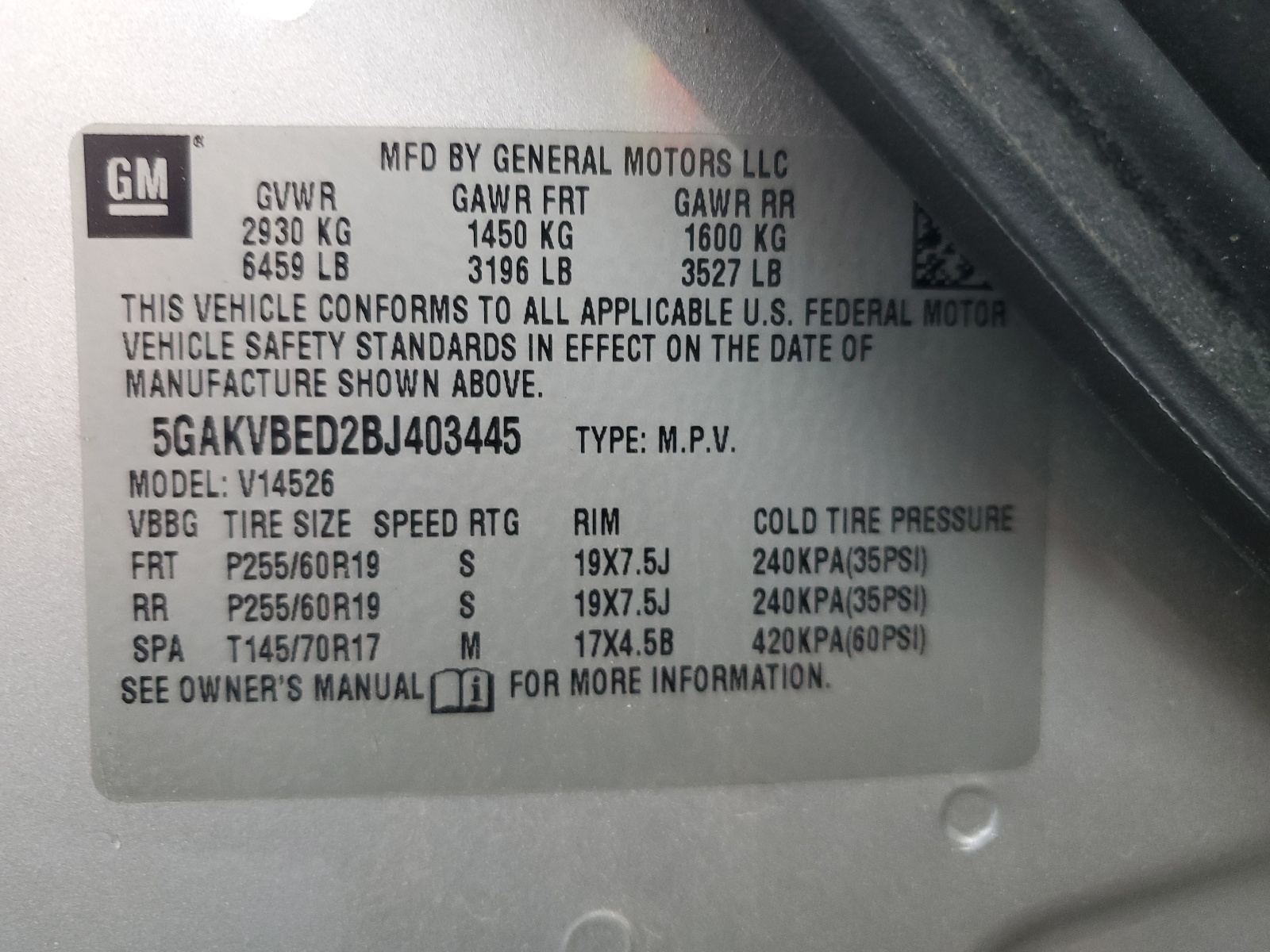 5GAKVBED2BJ403445 2011 Buick Enclave Cxl