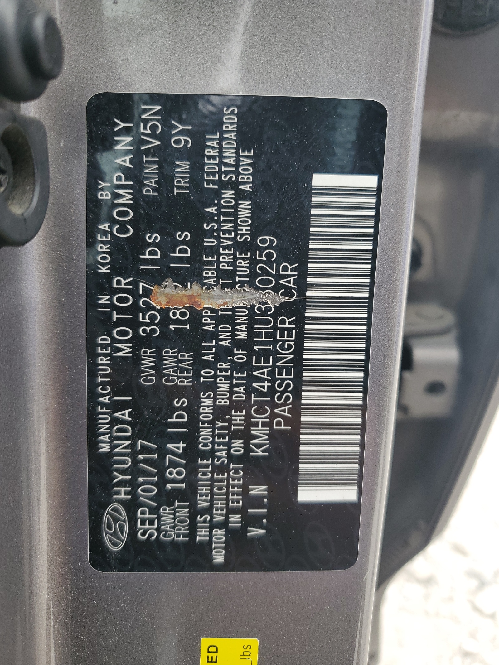 KMHCT4AE1HU380259 2017 Hyundai Accent Se