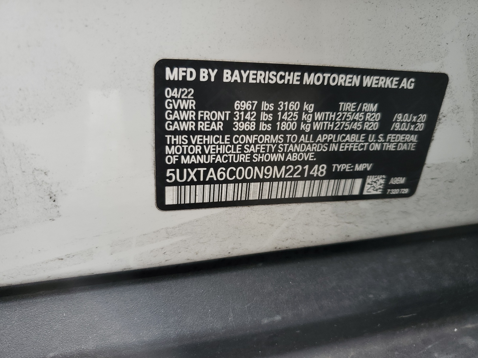 5UXTA6C00N9M22148 2022 BMW X5 xDrive45E