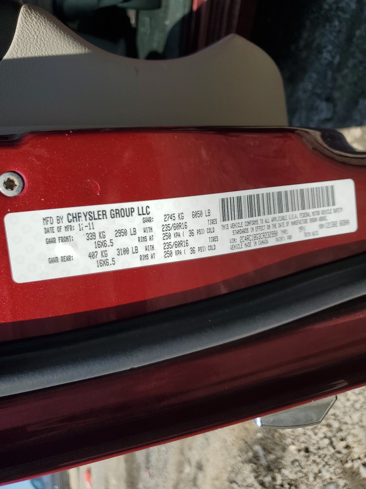 2C4RC1BG3CR232990 2012 Chrysler Town & Country Touring