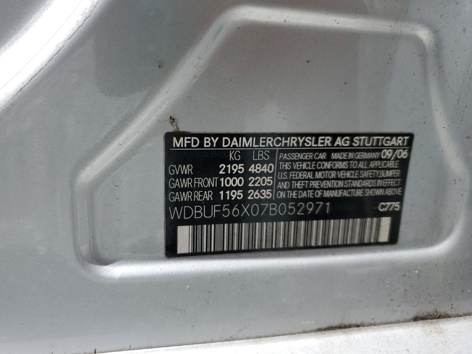 WDBUF56X07B052971 2007 Mercedes-Benz E 350