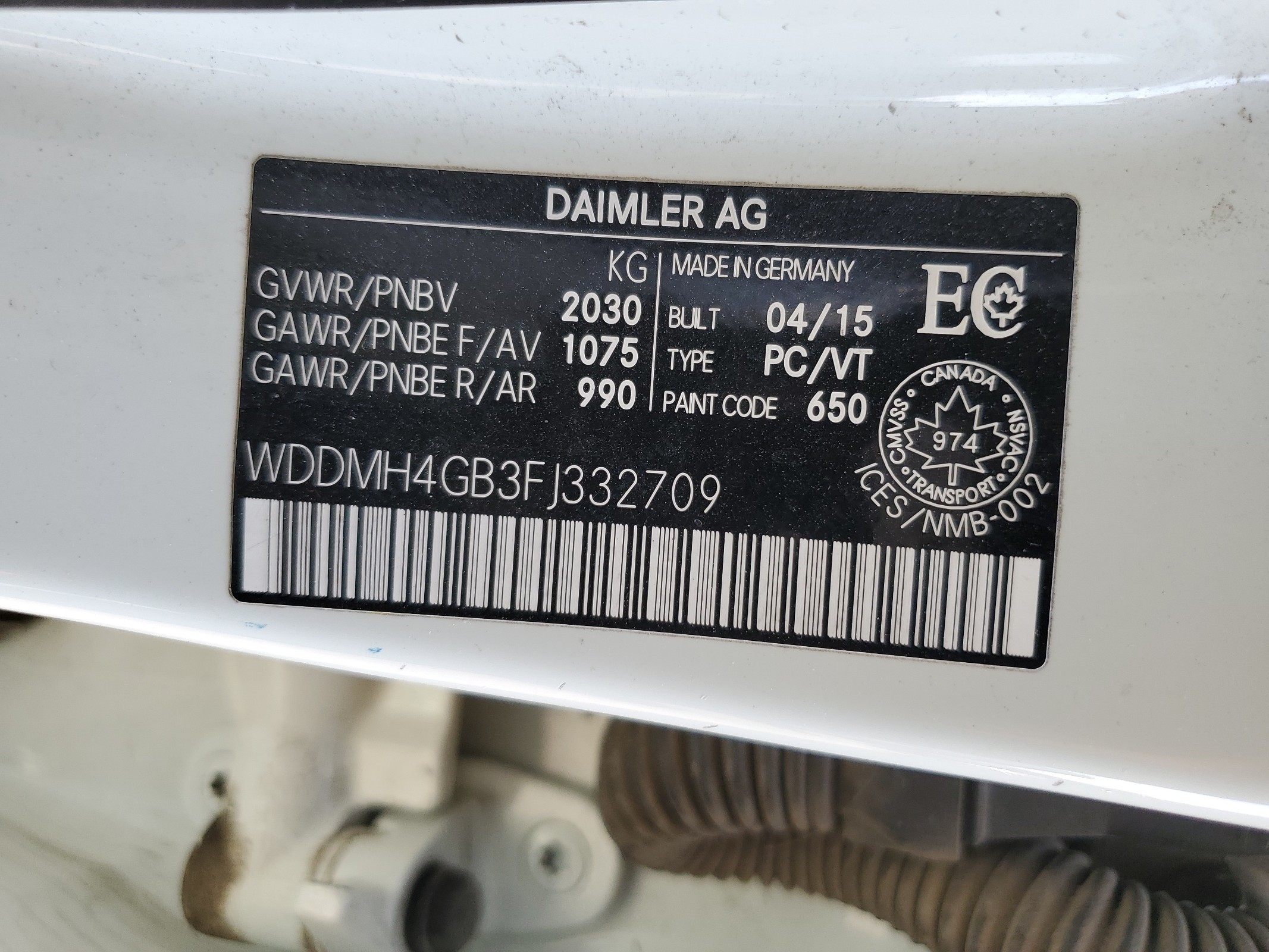 WDDMH4GB3FJ332709 2015 Mercedes-Benz B 250 4Matic