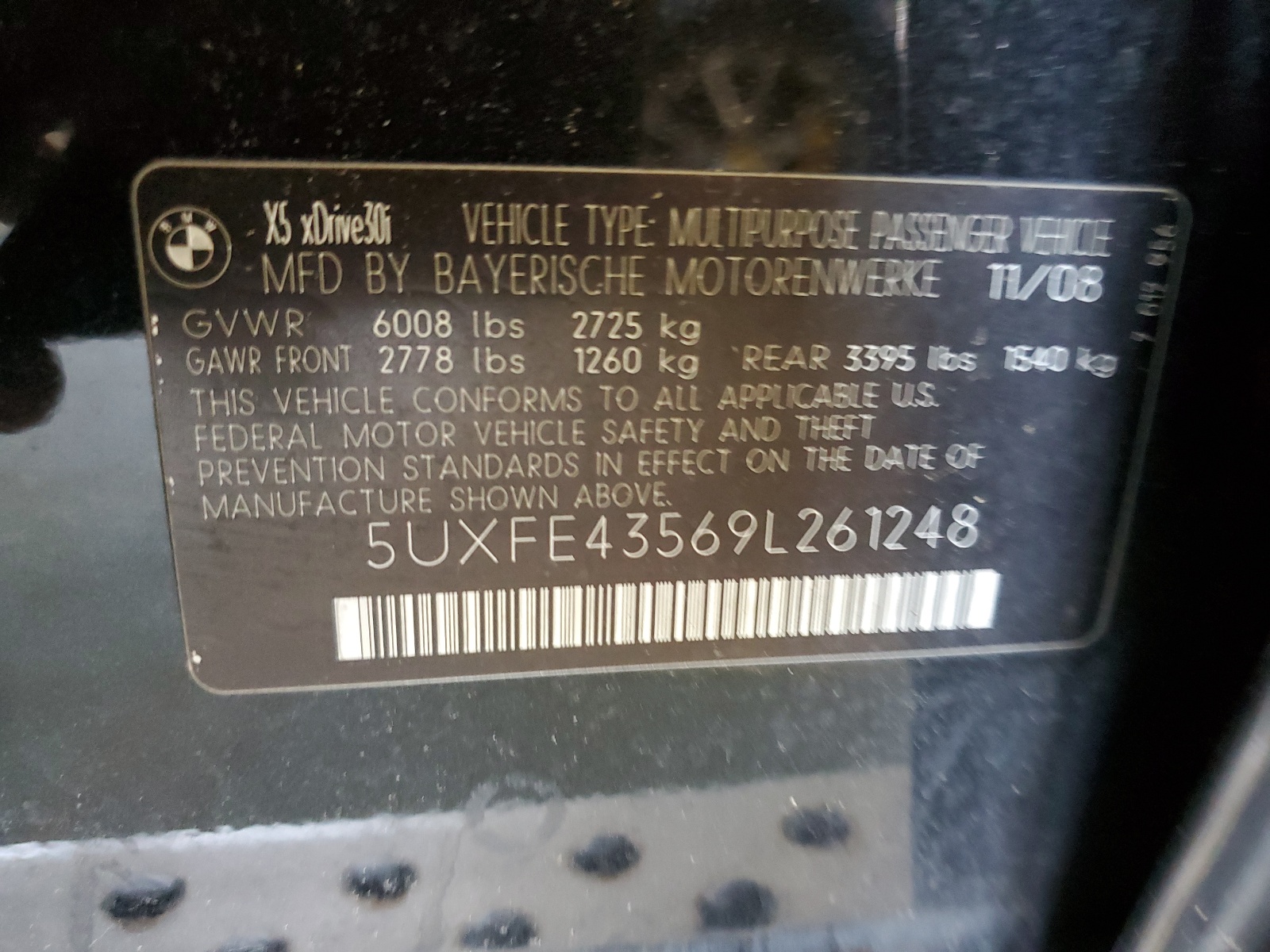 5UXFE43569L261248 2009 BMW X5 xDrive30I