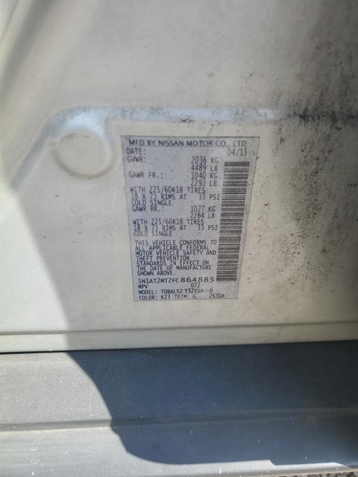 2015 Nissan Rogue S VIN: 5N1AT2MT2FC864885 Lot: 63245554