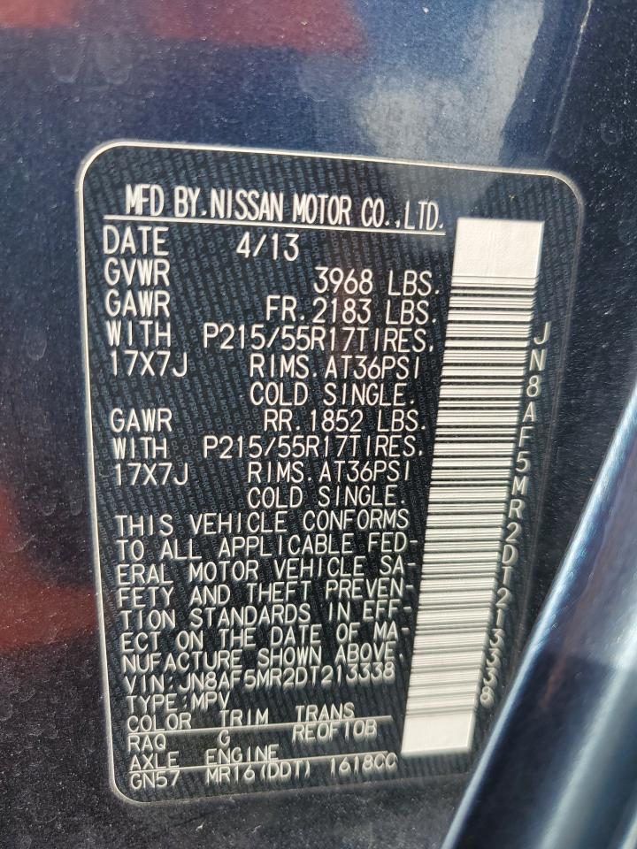 2013 Nissan Juke S VIN: JN8AF5MR2DT213338 Lot: 61660584