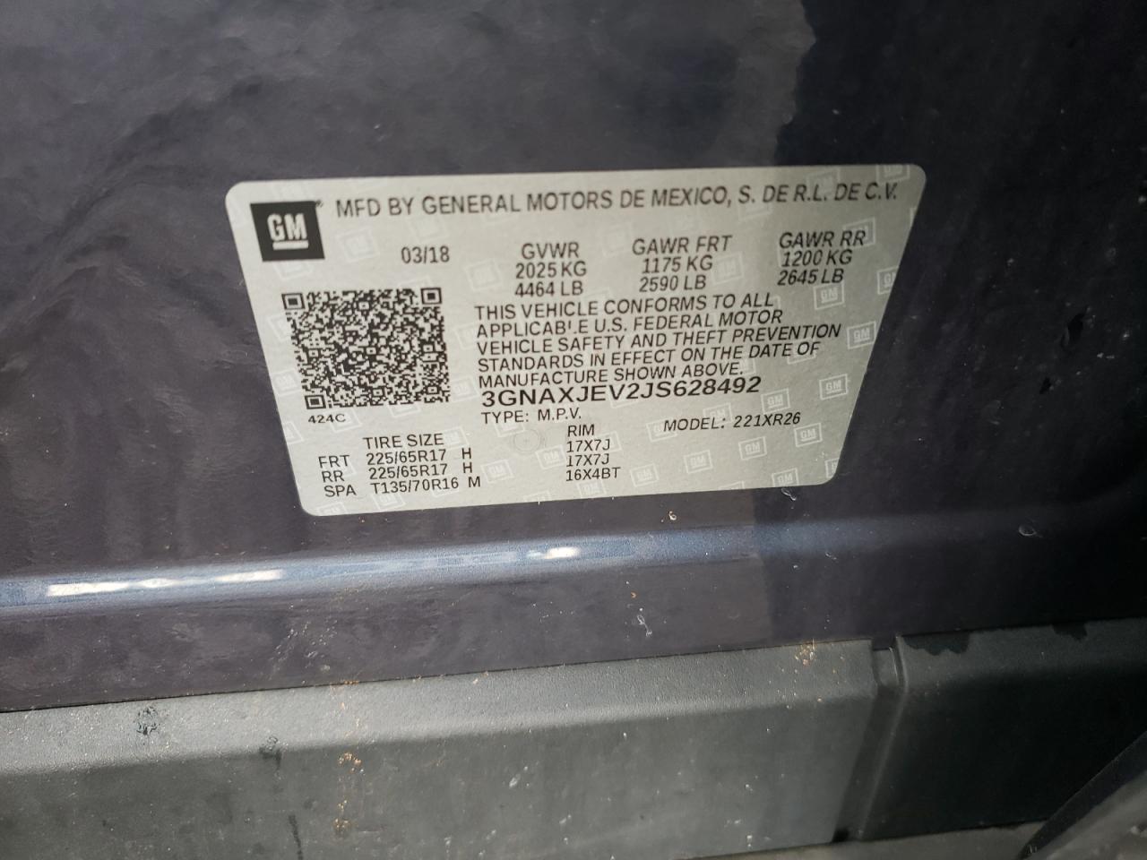 3GNAXJEV2JS628492 2018 CHEVROLET EQUINOX - Image 12