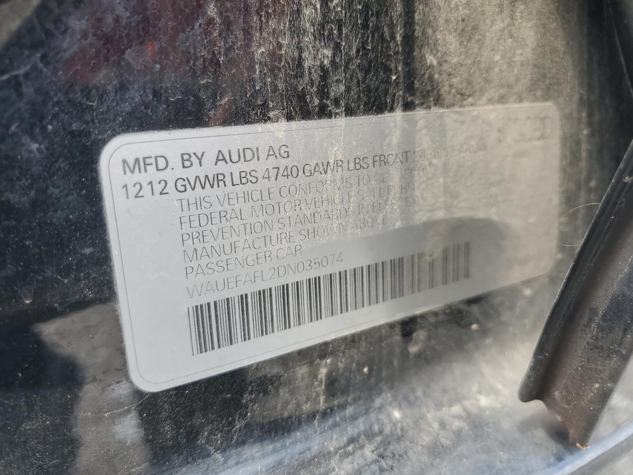 2013 Audi A4 Premium Plus VIN: WAUEFAFL2DN035074 Lot: 65461854