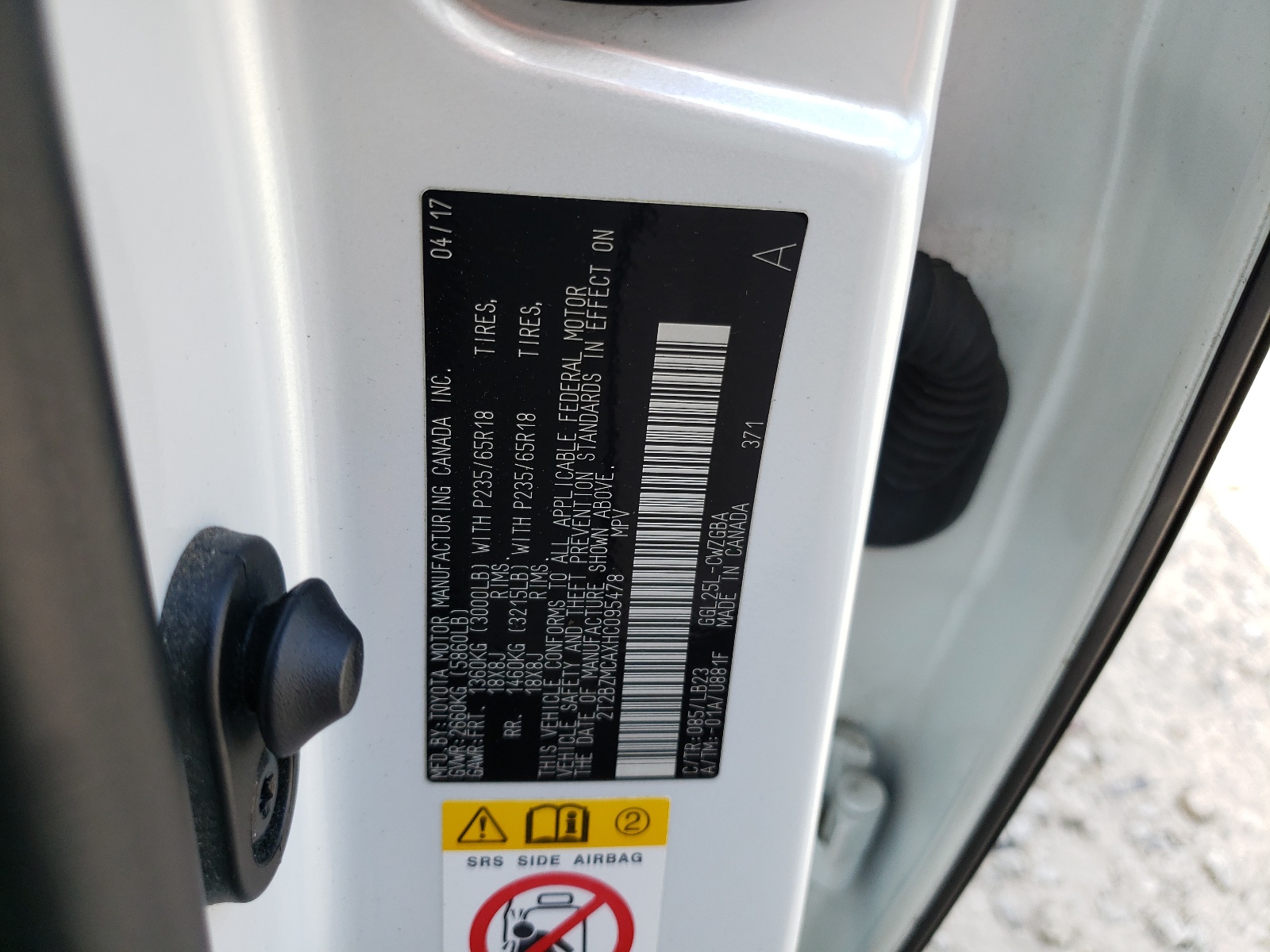 2T2BZMCAXHC095478 2017 Lexus Rx 350 Base