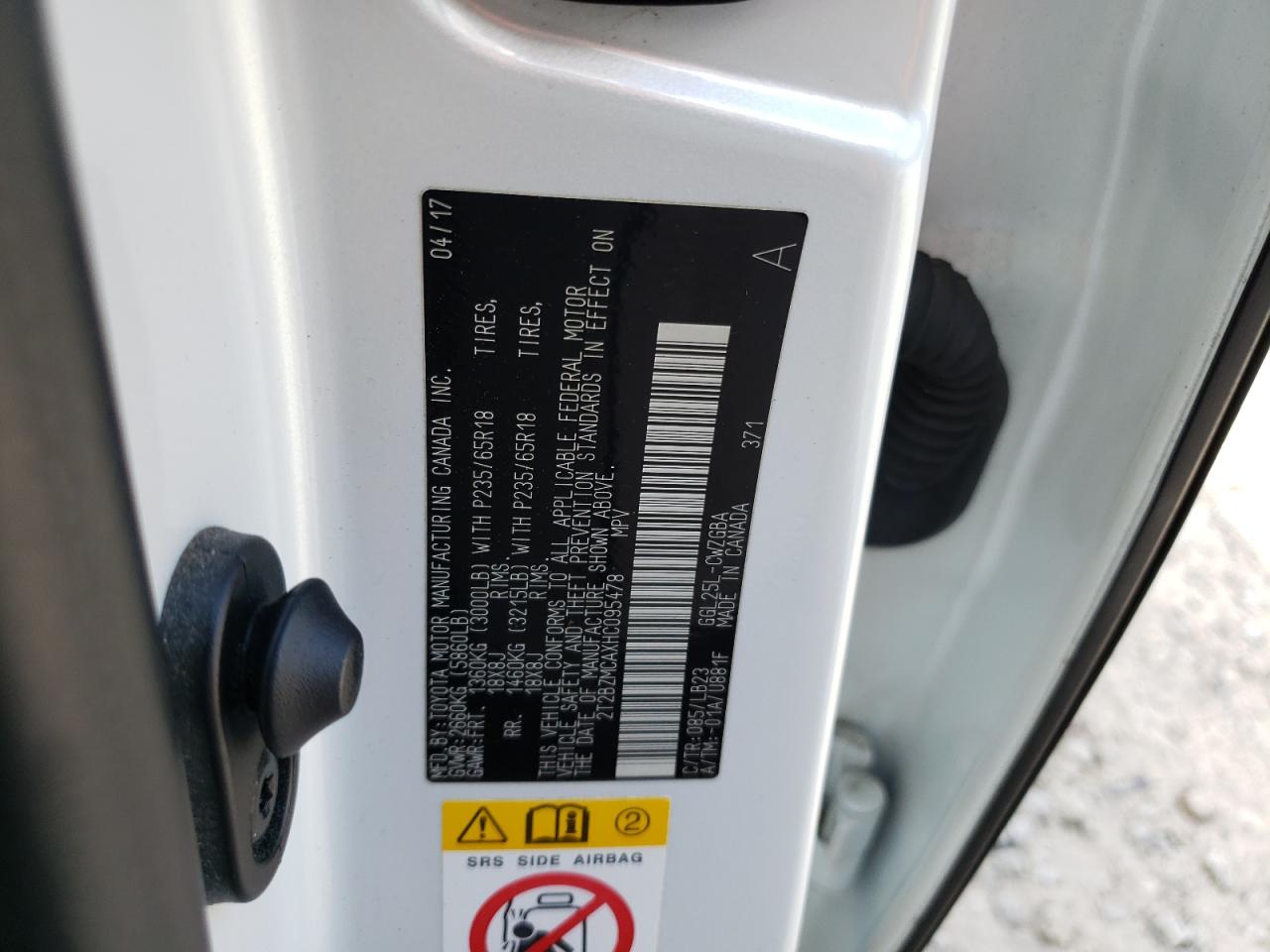 2017 Lexus Rx 350 Base VIN: 2T2BZMCAXHC095478 Lot: 63235654