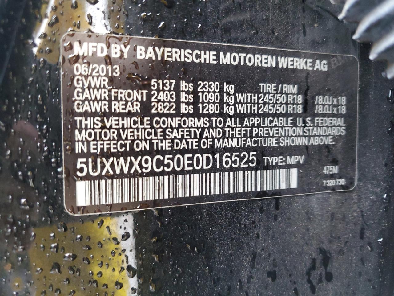 5UXWX9C50E0D16525 2014 BMW X3 xDrive28I