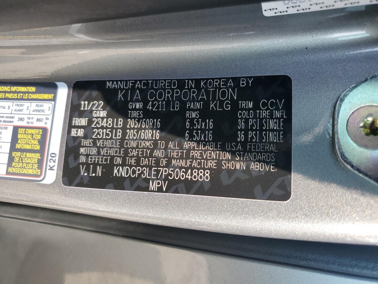 KNDCP3LE7P5064888 2023 Kia Niro Lx