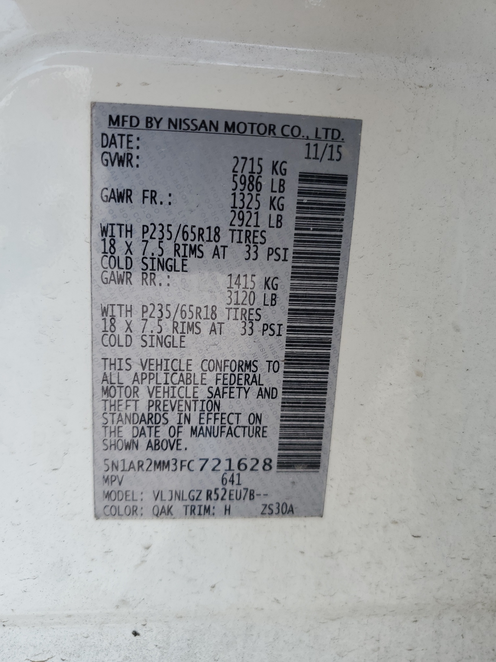 5N1AR2MM3FC721628 2015 Nissan Pathfinder S