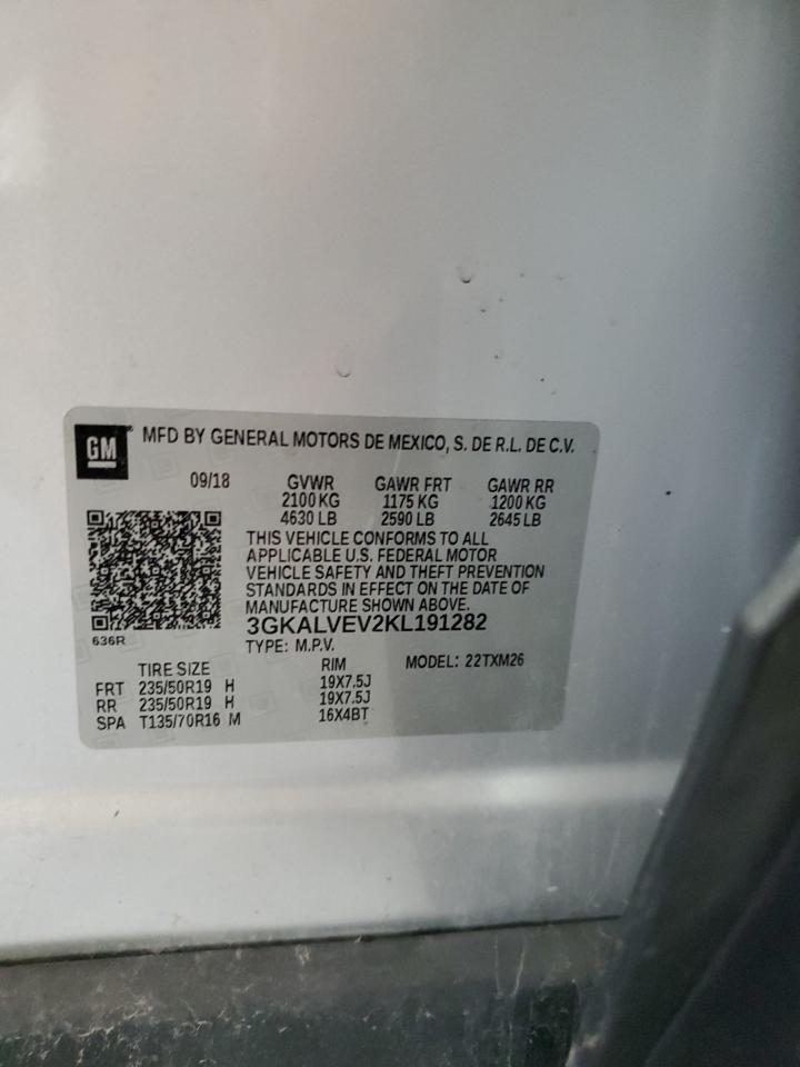 2019 GMC Terrain Slt VIN: 3GKALVEV2KL191282 Lot: 60167254