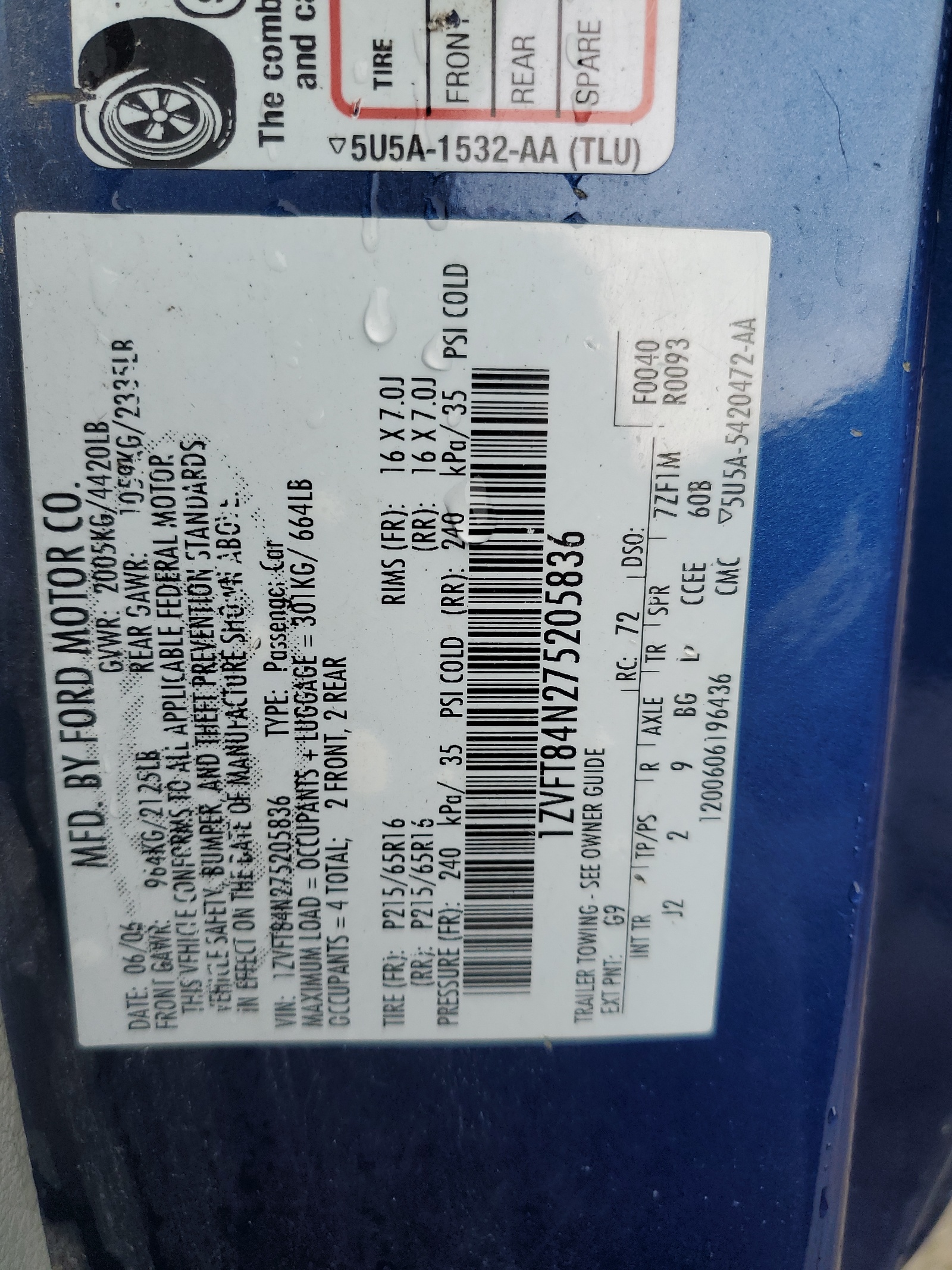 1ZVFT84N275205836 2007 Ford Mustang