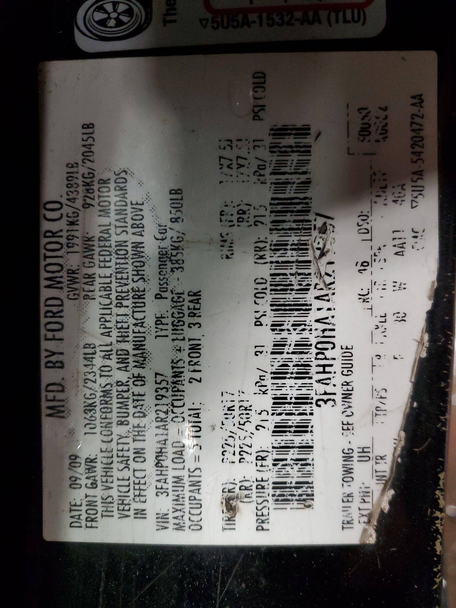 3FAHP0HA1AR219357 2010 Ford Fusion Se