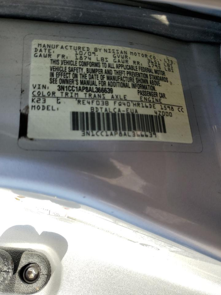 3N1CC1AP8AL366639 2010 Nissan Versa S