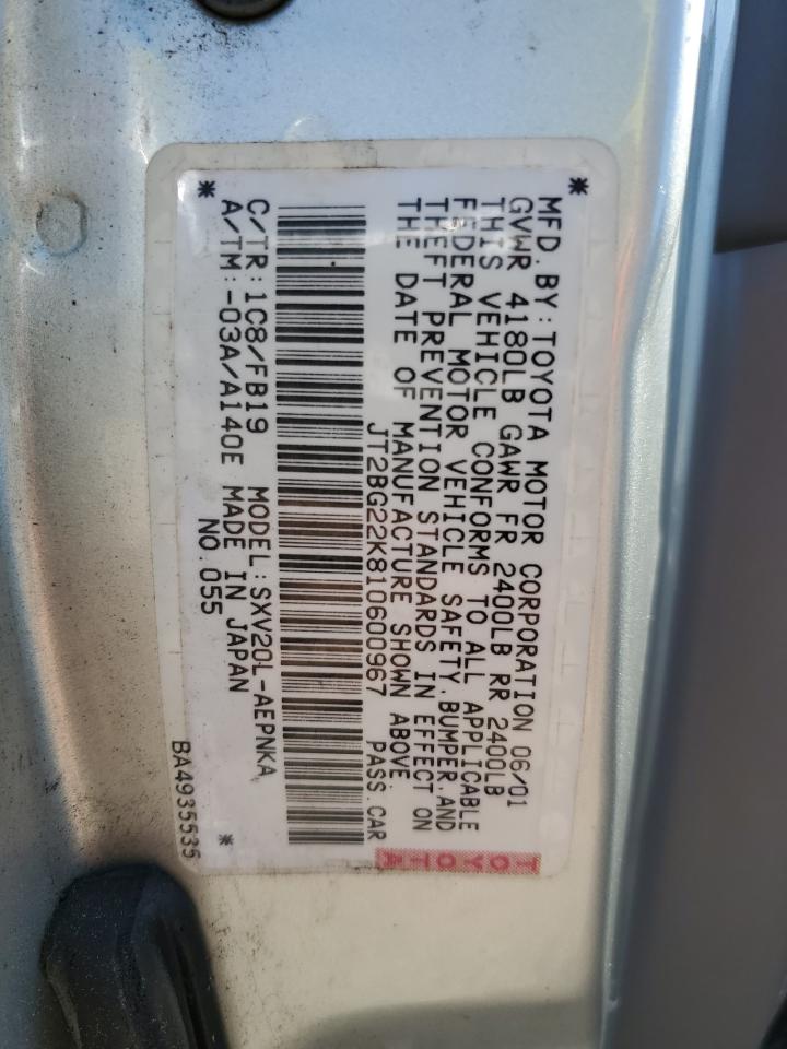 JT2BG22K810600967 2001 Toyota Camry Ce