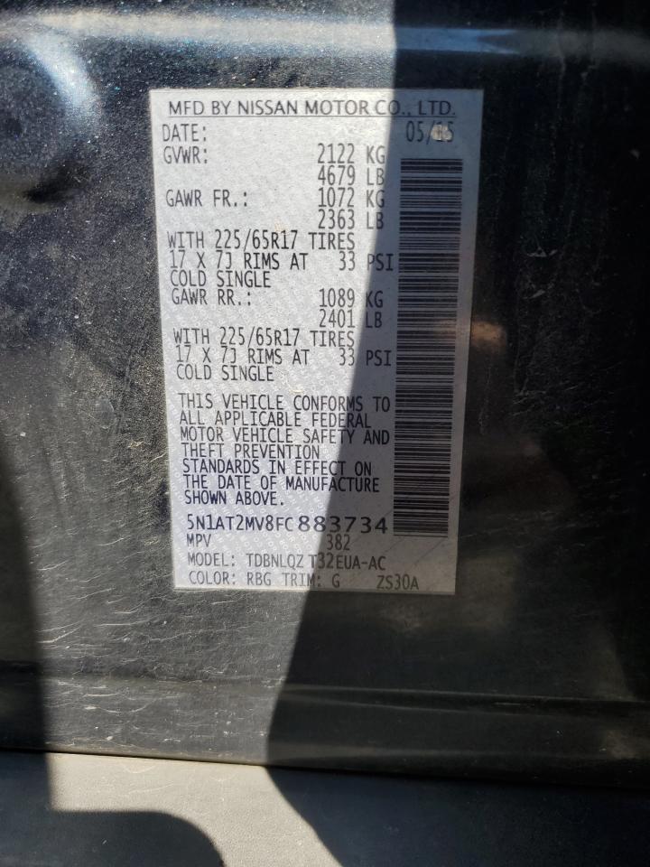 2015 Nissan Rogue S VIN: 5N1AT2MV8FC883734 Lot: 63660214