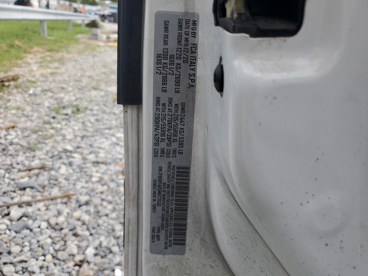 2021 Ram Promaster City VIN: ZFBHRFAB5M6T71530 Lot: 62912654