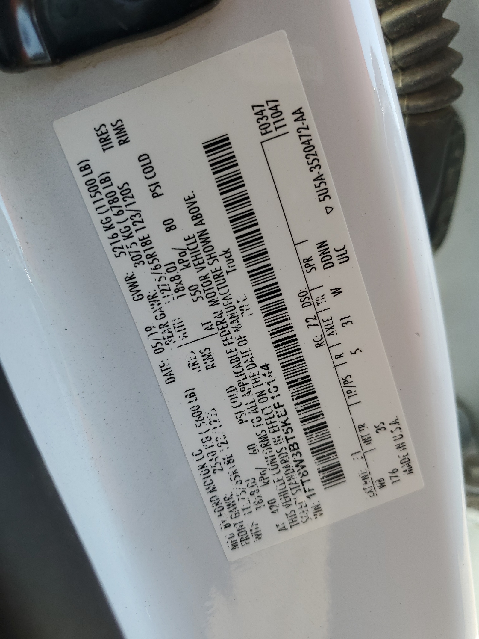 1FT8W3BT5KEF16144 2019 Ford F350 Super Duty