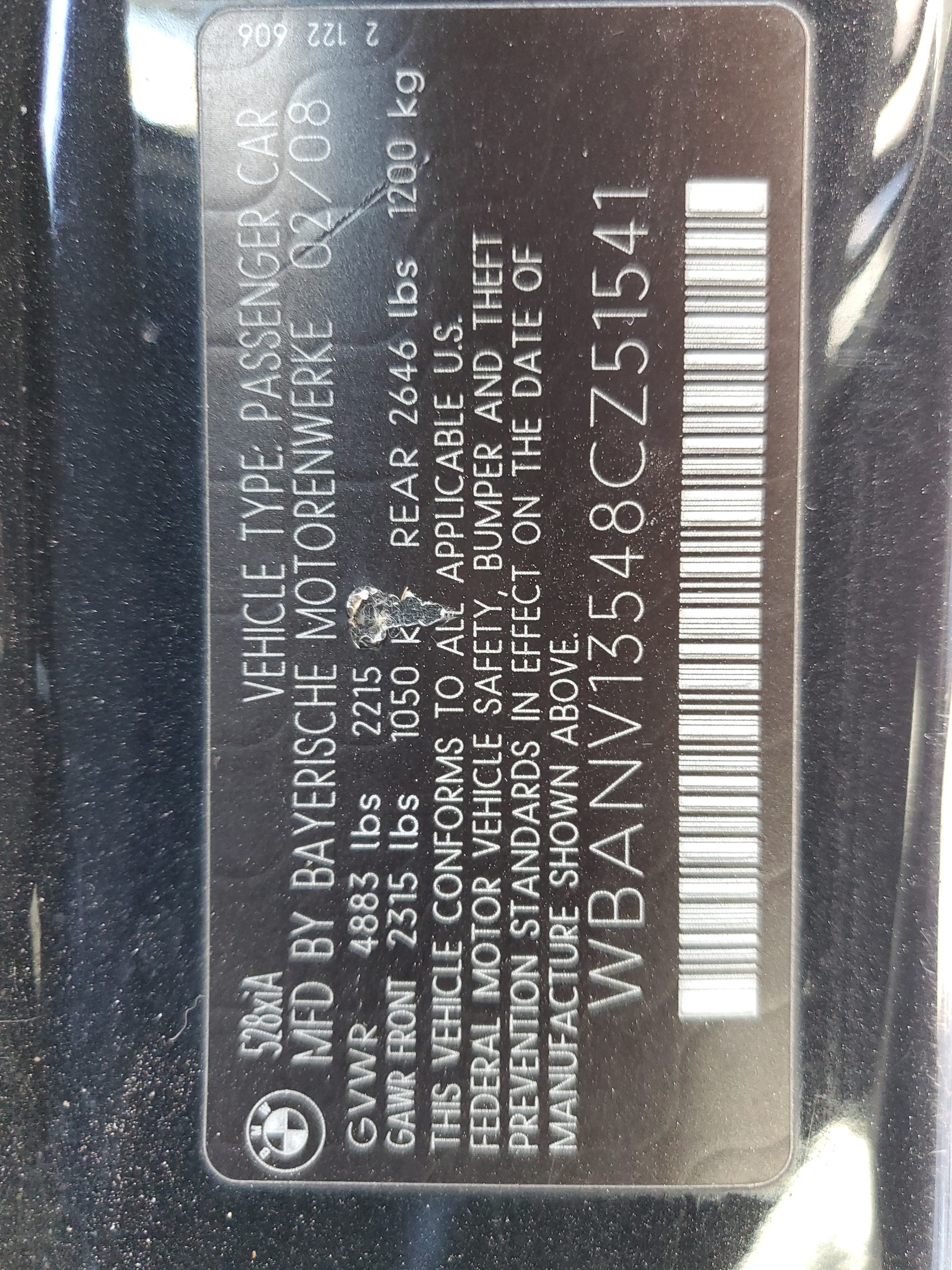 WBANV13548CZ51541 2008 BMW 528 Xi