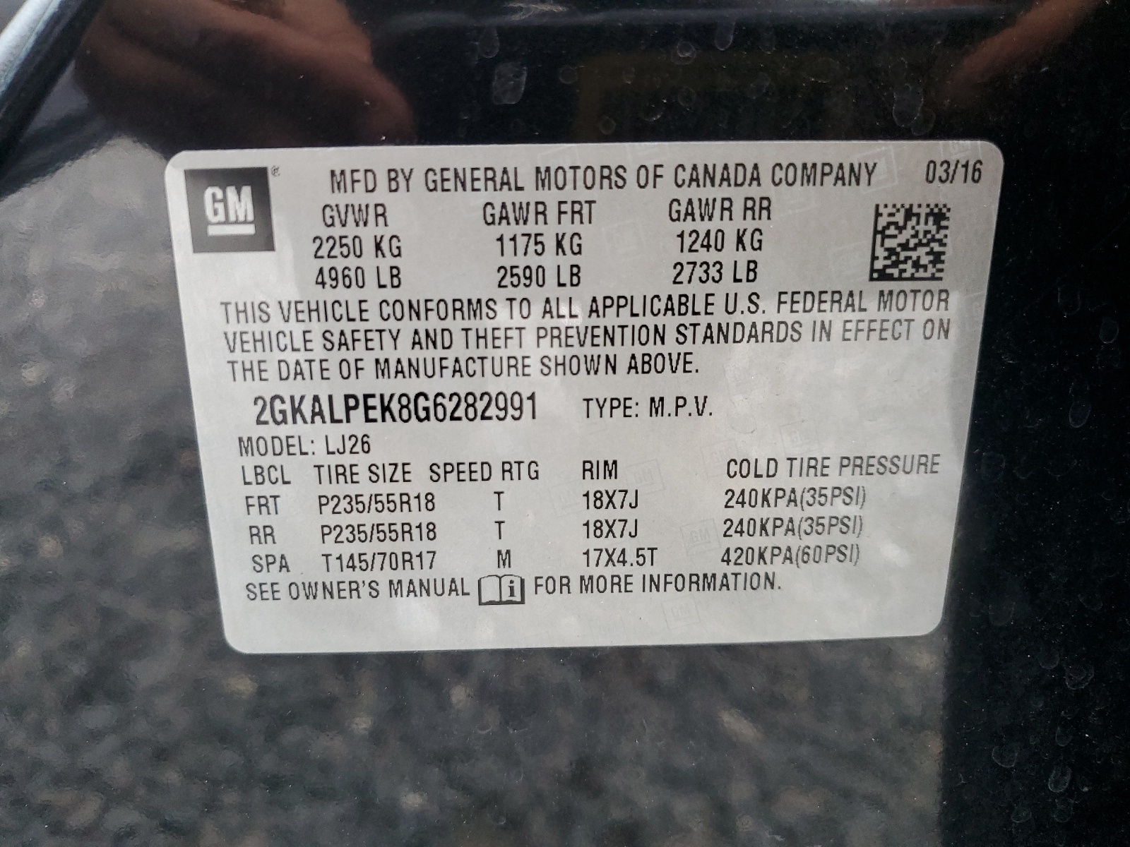 2GKALPEK8G6282991 2016 GMC Terrain Slt