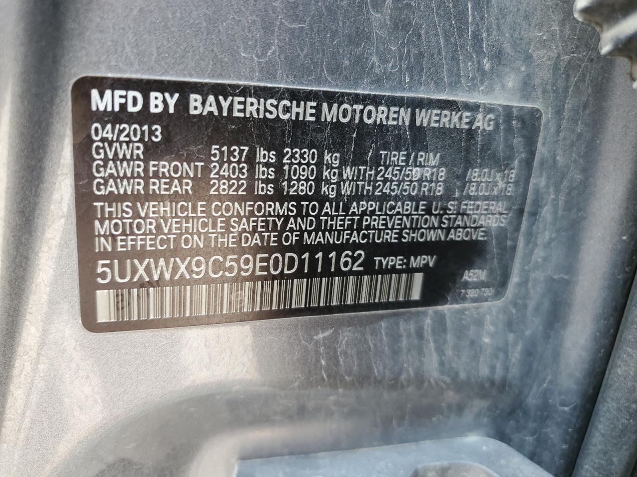 5UXWX9C59E0D11162 2014 BMW X3 xDrive28I