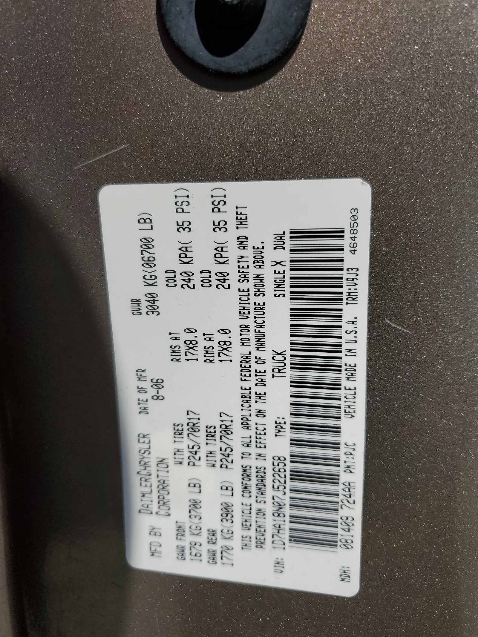 1D7HA18N07J522658 2007 Dodge Ram 1500 St