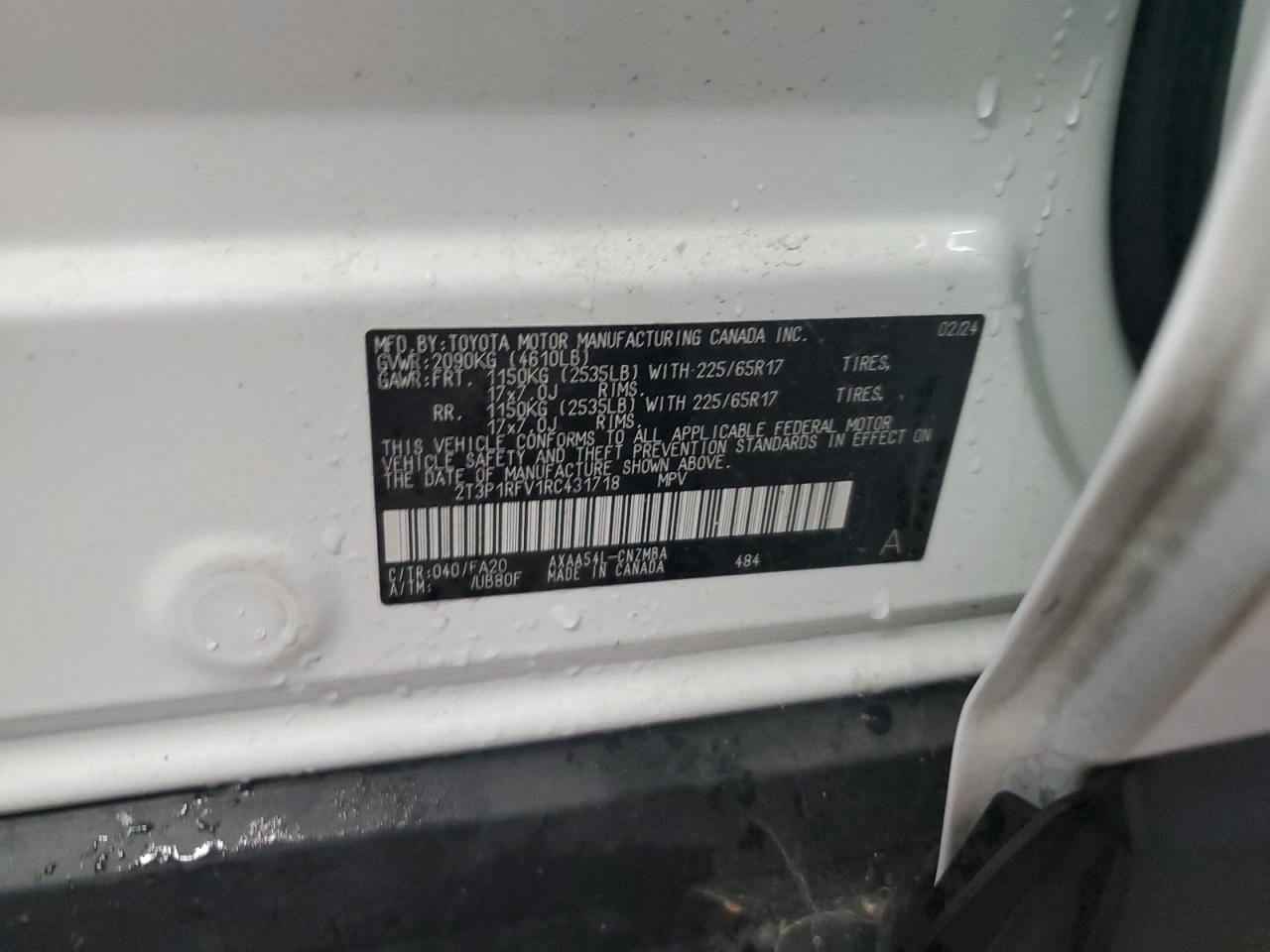 2024 Toyota Rav4 Xle VIN: 2T3P1RFV1RC431718 Lot: 64837804