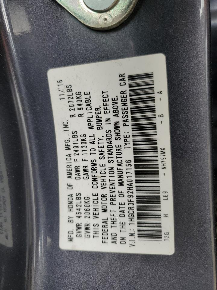 1HGCR3F92HA017156 2017 Honda Accord Touring