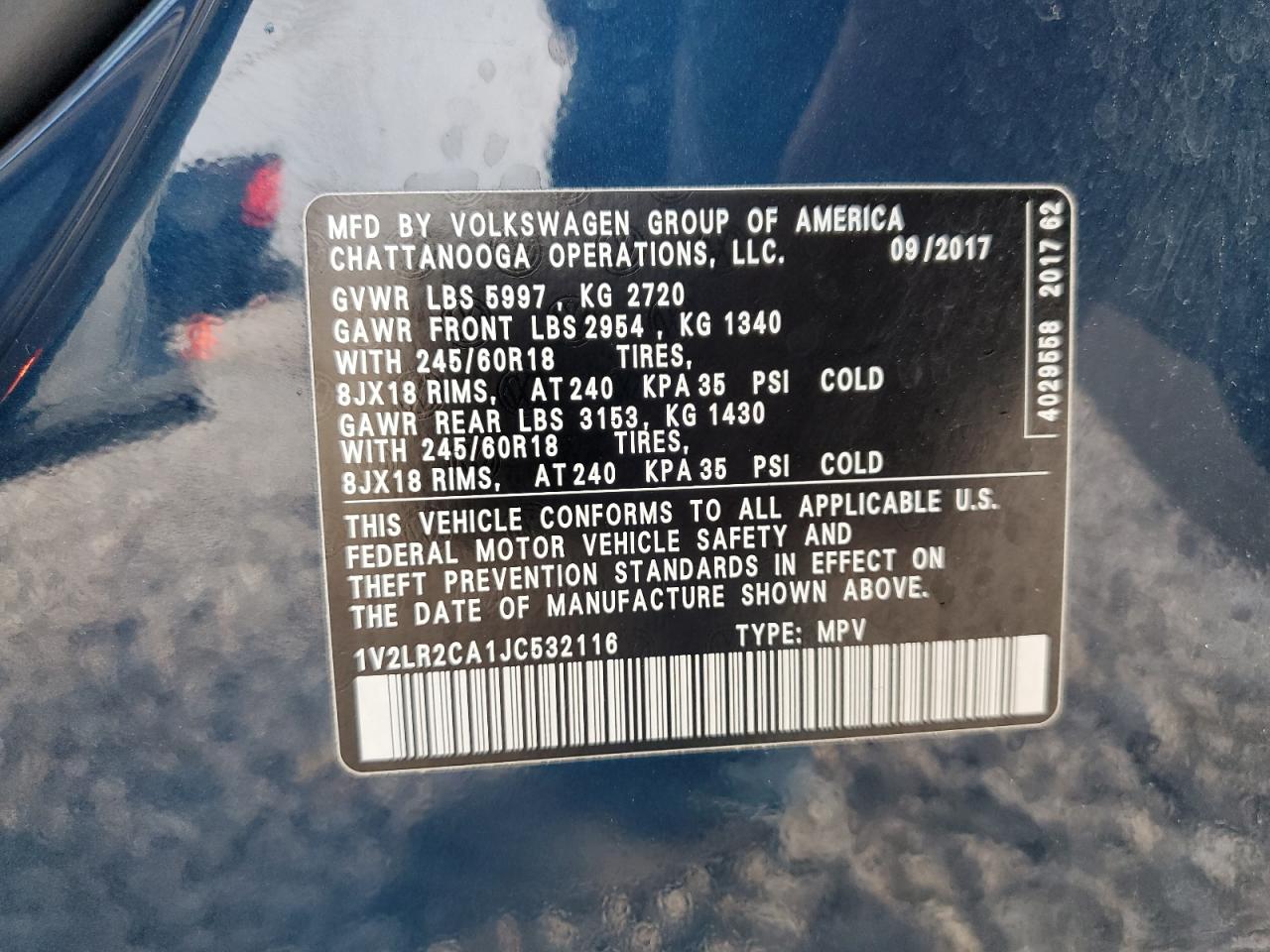 2018 Volkswagen Atlas Se VIN: 1V2LR2CA1JC532116 Lot: 62840054