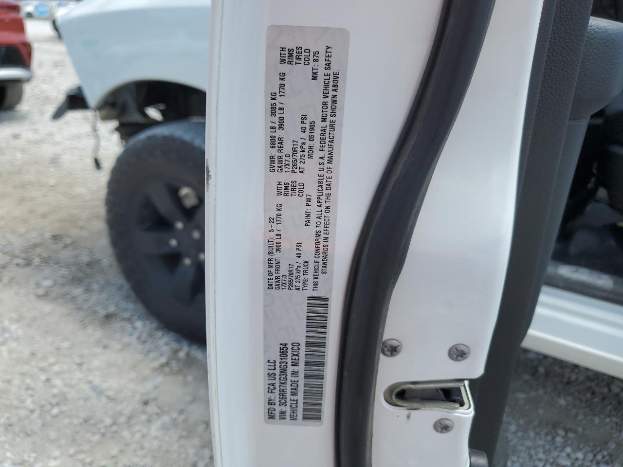 2022 Ram 1500 Classic Tradesman VIN: 3C6RR7KG3NG310654 Lot: 64656904