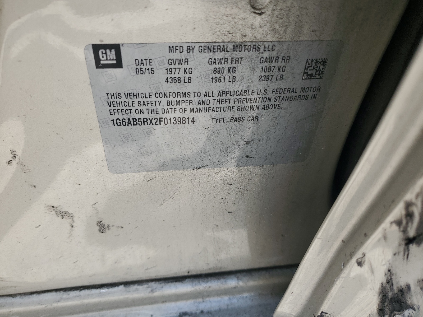 1G6AB5RX2F0139814 2015 Cadillac Ats Luxury