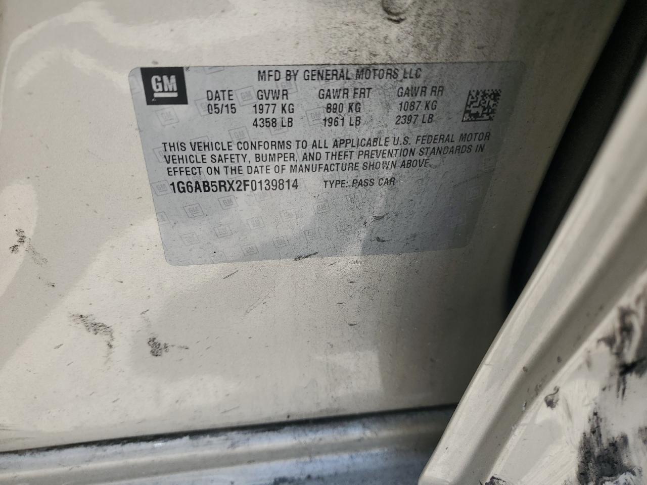 2015 Cadillac Ats Luxury VIN: 1G6AB5RX2F0139814 Lot: 63417274