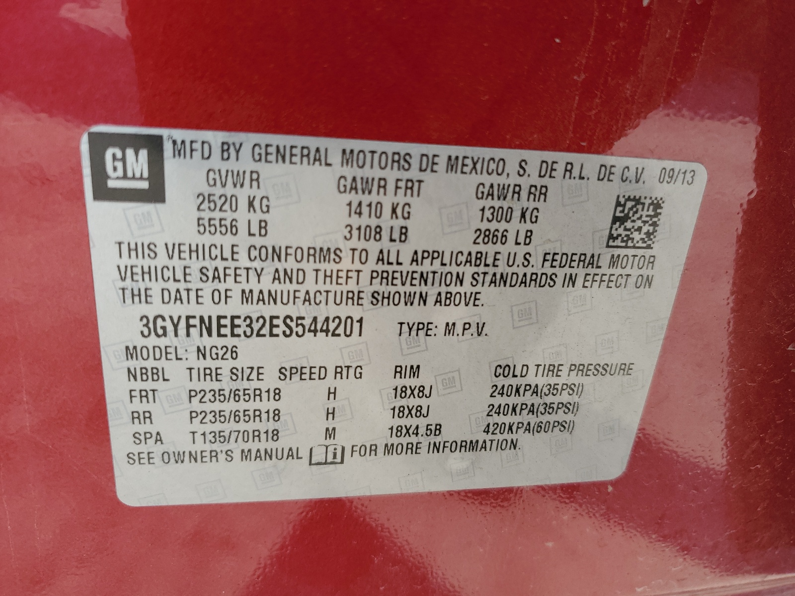 3GYFNEE32ES544201 2014 Cadillac Srx Luxury Collection