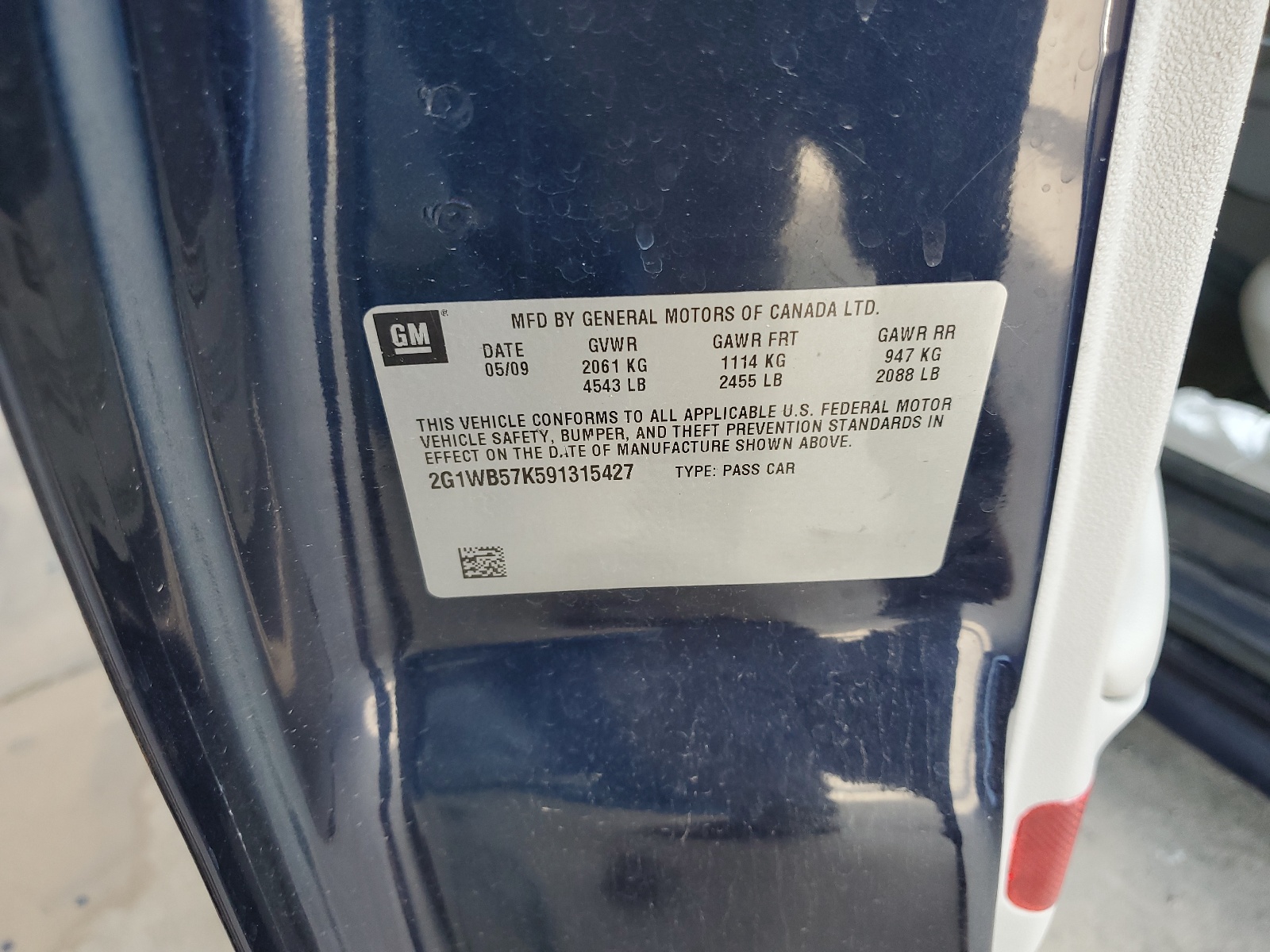 2G1WB57K591315427 2009 Chevrolet Impala Ls