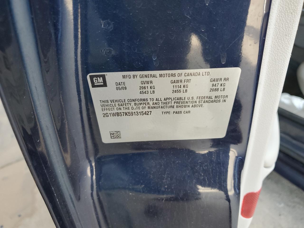 2009 Chevrolet Impala Ls VIN: 2G1WB57K591315427 Lot: 64394544