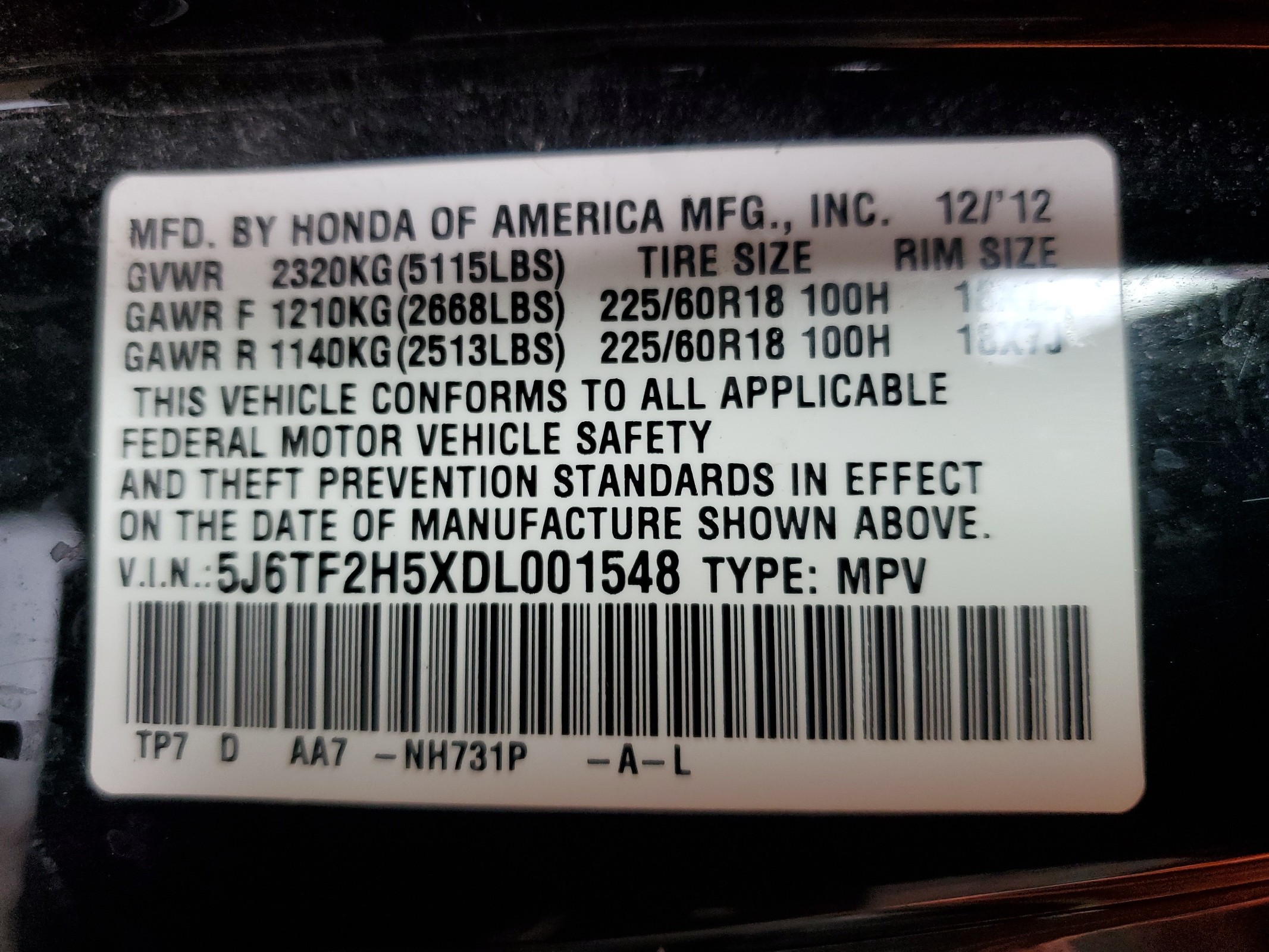 5J6TF2H5XDL001548 2013 Honda Crosstour Exl